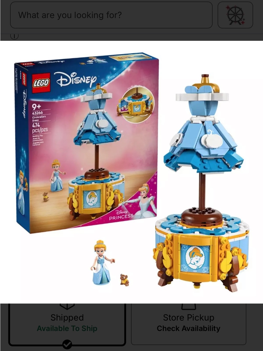 LEGO Disney Cinderella Carousel – Blue & Gold